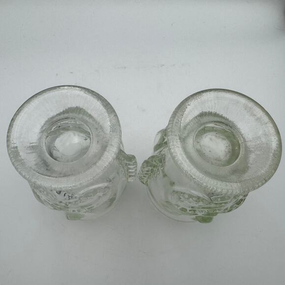 Tiki Face Clear Glass Mugs Set of 2 Vintage Mid-Century Barware Footed Goblets - Picture 5 of 5